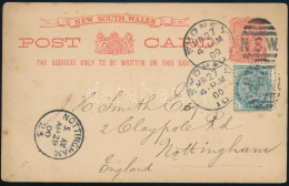 Új-Dél Wales 1900 Díjkiegészített Díjjegyes Levelezőlap Angliába / New South Wales 1900 PS-card With Additional Franking - Andere & Zonder Classificatie