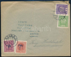 1918 Levél Brnóba, 2 Db Szükségportó Bélyeggel Portózva / Cover To Brno With 2 Auxiliary Postage Due Stamps - Otros & Sin Clasificación