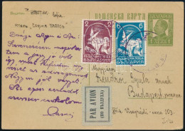 1938 Díjkiegészített Légi Díjjegyes Levelezőlap / Airmail PS-card With Additional Franking - Other & Unclassified