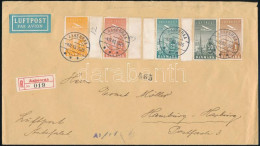 1940 Ajánlott Légi Levél Repülő Sorral Hamburgba, Cenzúrázva / Mi 217-221 On Registered Airmail Censored Cover To Hambur - Otros & Sin Clasificación