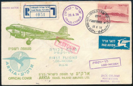 1956 Első Repülés Ajánlott Levél Izrael-Ciprus / First Flight Registered Cover Israel-Cyprus - Sonstige & Ohne Zuordnung