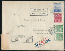 1940 Ajánlott Levél 4 Bélyeggel Németországba, Cenzúrázva / Registered Censored Cover To Germany "KOBE" - Otros & Sin Clasificación