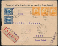 1921 Ajánlott Expressz Levél 7 Db Bélyeggel Bécsbe Küldve, Szükségragjeggyel / Registered Express Cover With 7 Stamps To - Sonstige & Ohne Zuordnung