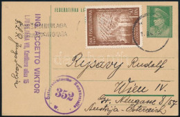 1947 Díjkiegészített Díjjegyes Levelezőlap Bécsbe, Cenzúrázva / PS-card With Additional Franking To Vienna, With Censors - Otros & Sin Clasificación