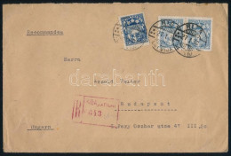 1927 Ajánlott Levél 3 Bélyeggel Bérmentesítve, Hátoldalán Levélzáróval / Registed Cover With 3 Stamps And Label "RIGA" - - Altri & Non Classificati