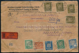 1925 Pénzes Levél 9 Db Bélyeggel, Ebből 6 Perfin, Budapestre / Insured Cover With 9 Stamps (6 Perfin) To Hungary - Other & Unclassified