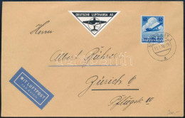 1936 Légi Levél Stuttgartból Zürichbe, 2 Db Lufthansa Levélzáróval / Airmail Cover From Stuttgart To Zürich With 2 Lufth - Autres & Non Classés