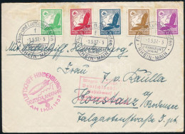 1937 Zeppelin Németországi útja Levél 5 Db Légi Bélyeggel Frankfurtból, Levélzáróval / Zeppelin Germany Flight Cover Fro - Other & Unclassified