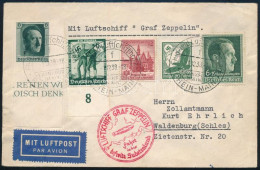 1938 Zeppelin Szudétavidéki útja Levél, Levélzáróval / Zeppelin Flight To Sudetenland Postcard, With Label - Andere & Zonder Classificatie