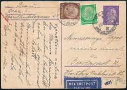 1941 Cenzúrázott Légi Levelezőlap Budapestre / Censored Airmail Postcard - Otros & Sin Clasificación