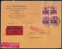 Lengyelország 1918 Expressz Levél Varsóból Leipzigbe / Poland 1918 Express Cover From Warsaw To Leipzig - Otros & Sin Clasificación