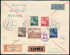 Böhmen Und Mähren 1939 Ajánlott Expressz Légi Levél / Registered Express Airmail Cover "PROSTEJOV" - "BERN" - Sonstige & Ohne Zuordnung