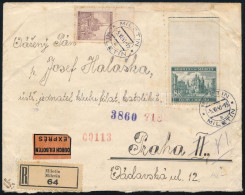 Böhmen Und Mähren 1941 Ajánlott Expressz Levél 7 Db Bélyeggel Bérmentesítve Prágába / Registered Express Cover With 7 St - Sonstige & Ohne Zuordnung