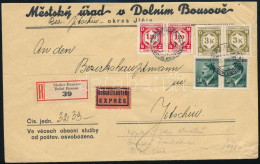 Böhmen Und Mähren 1942 Ajánlott Expressz Levél / Registered Express Cover "NIEDER-BAUSOW / DOLNI BOUSOV" - Sonstige & Ohne Zuordnung