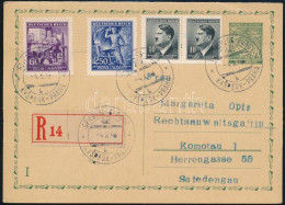 Böhmen Und Mähren 1943 Ajánlott Díjjegyes Levelezőlap 4 Db Bélyeggel / Registered PS-card With Additional Franking - Sonstige & Ohne Zuordnung