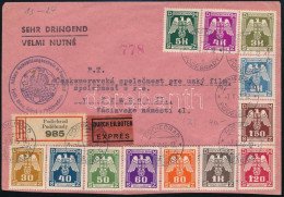 Böhmen Und Mähren 1943 Ajánlott Expressz Levél Hivatalos Sorral / Mi Official 13-24 On Registered Express Cover "PODIEBR - Other & Unclassified