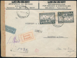 Szerbia 1944 Cenzúrázott Légi Levél 5 Db Bélyeggel / Censored Airmail Cover With 5 Stamps - Autres & Non Classés