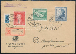 1949 Ajánlott Levélen Goethe Sor / Mi 108-110 On Registered Cover - Andere & Zonder Classificatie