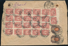 1890 Ajánlott Levél 24 Db Bélyeggel Bérmentesítve, Közte Vágott 20-as Tömb / Registered Cover With 24 Stamps - Altri & Non Classificati