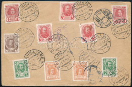1913 Ajánlott Levél Kínába 10 Db Bélyeggel Bérmentesítve / Registered Cover With 10 Stamps Franking To China - Andere & Zonder Classificatie