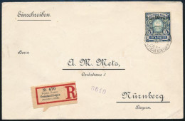 Levant 1914 Ajánlott Levél Magas értékű Bélyeggel Konstantinápolyból Nürnbergbe / Levant 1914 Registered Cover With 5R/5 - Sonstige & Ohne Zuordnung