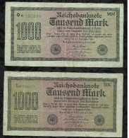 ALLEMAGNE . LOT DE 2 BILLETS DE 1.000 MARK . 1922 . - 1.000 Mark