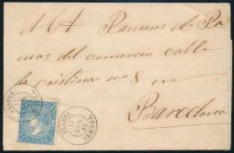 1865 Levél / Cover "BLANES / GERONA" - Barcelona - Other & Unclassified