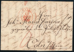 1838 Portós Levél / Unpaid Cover, Piros / Red "BASEL" - Cöln - Other & Unclassified
