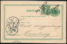 1892 Díjkiegészített Díjjegyes Levelezőlap Hamburgba / PS-card With Additional Franking To Hamburg "Fra Sverige M." - Andere & Zonder Classificatie