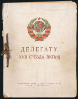 1934 A Szovjetunió Kommunista Pártjának 17, Kongresszusára, A Központi Bizottság által Kiadott Bélyegalbum A Kongresszus - Sonstige & Ohne Zuordnung