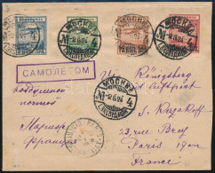 1923 Légi Levél A Teljes Repülő Sorral Moszkvából Párizsba / Mi 267-270 On Airmail Cover From Moscow To Paris - Sonstige & Ohne Zuordnung