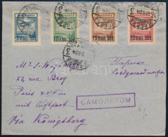 1924 Légi Levél Vágott Sorral, Hátul Ritka Bélyeggel (USD 400,-) Párizsba / Airmail Cover With Mi 267-270 And Rare Stamp - Andere & Zonder Classificatie