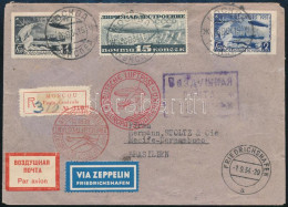 1934 Ajánlott Zeppelin Légi Posta Levél Zeppeliln Bélyegekkel Moszkvából Brazíliába, RRR! / Registered Zeppelin Cover Wi - Andere & Zonder Classificatie