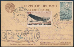 1938 Ajánlott Képeslap északi-sarki Repülés Bélyeggel Moszkvából / Registered Postcard From Moscow - Other & Unclassified