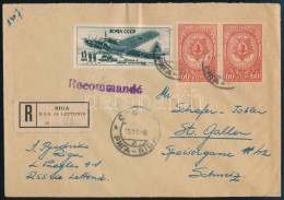 1948 Ajánlott Levél 3 Bélyeggel Svájcba, Közte Vágott Pár / Registered Cover To Switzerland - Other & Unclassified
