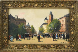 Berkes Antal (1874-1938): Nagyvárosi Forgatag. Olaj, Karton. Jelezve Jobbra Lent. 19,5x32,5 Cm. Dekoratív Fakeretben. /  - Autres & Non Classés