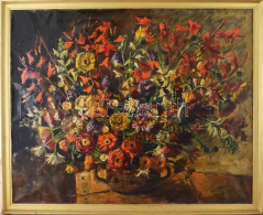 Basch Andor (1885-1944): Virágcsendélet, 1940. Olaj, Vászon, Jelezve Balra Lent. Dekoratív Fakeretben, 81×100 Cm - Sonstige & Ohne Zuordnung