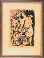 André Masson (1896-1987): Erotikus Grafika (cím Nélkül). Litográfia, Papír. Jelezve Jobbra Lent. Üvegezett Fakeretben, 4 - Autres & Non Classés