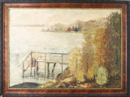 Tihanyi János Lajos (1892-1957): Balaton. Olaj, Vászon, Jelezve Jobbra Lent. Dekoratív, Régi Fakeretben, 70x100 Cm / Oil - Otros & Sin Clasificación