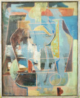 Kádár György (1912-2002): "Kék Konstrukció". Olaj, Vászon, Jelezve Balra Lent. Hátoldalán Autográf Felirattal. 50x40 Cm. - Sonstige & Ohne Zuordnung