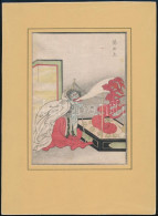 Japán Művész, Ismeretlen Jelzéssel: Sárkányszerű Alak. Színezett Fametszet, Papír. 18x12,5 Cm. Paszpartuban / Japanese W - Incisioni