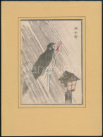 Japán Művész, Ismeretlen Jelzéssel: A Piros Nyelv. Színezett Fametszet, Papír. 18x12,5 Cm. Paszpartuban / Japanese Woodc - Gravuren