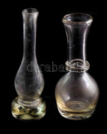2 Darab "fütyülős" Kocsmai üveg. Cca 19. Sz. Közepe, Parád, Jelzés Nélkül, Hibátlan, M: 11-12 Cm - Glass & Crystal