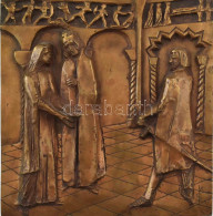 Kiss Sándor (1925-1999): Szent Margit Apjával és Testvérével. Öntött Bronz. Jelzett: KS 10/1. 24x24 Cm - Otros & Sin Clasificación