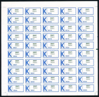 2001 1890-2000 Ragjegy Kiállítás Alkalmi "K" Ragjegy Teljes ívben / Complate Sheet Of Label - Zonder Classificatie