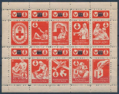 1942/VK3-2 Vöröskereszt 20f/10f Adománybélyeg 10-es Kisívben / Hungarian Charity Stamp In Mini Sheet Of 10 - Sin Clasificación