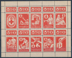 ~1942 Vöröskereszt 10f Adománybélyeg 10-es Kisívben / Hungarian Charity Stamp In Mini Sheet Of 10 - Unclassified