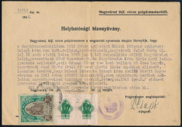 1944 Helyhatósági Bizonyítvány 70f Nagyváradi Illetékbélyeggel - Unclassified