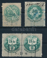3 Db Okmánybélyeg Papírránccal / Fiscal Stamps With Paper Crease - Unclassified
