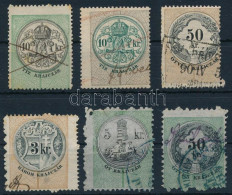 6 Db Okmánybélyeg Elfogazva / Fiscal Stamps With Shifted Perforation - Non Classés